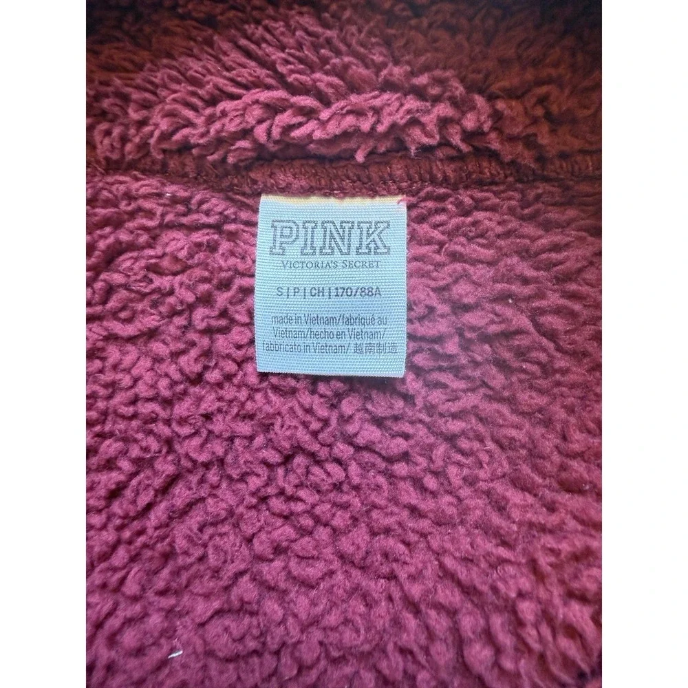 PINK Victoria's Secret Sherpa Maroon Teddy Full-Zip Jacket Cozy Gorpcore Outdoor